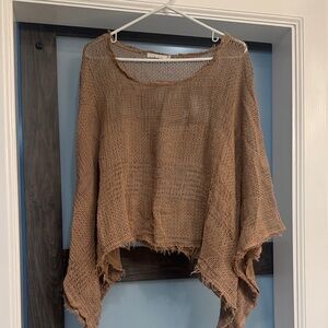 Casual Brown Knit Poncho